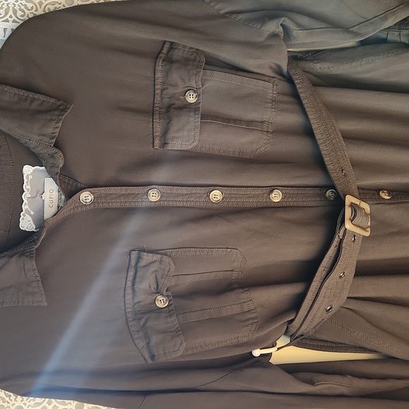 Cupio Safari Belted Mini Dress sz XL Green Olive - Picture 4 of 16